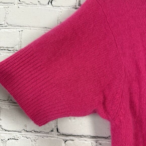 Express Tricot Vtg Knit Polo Sweater Lambswool Angora Rabbit Hair Pink Womens M - Picture 8 of 11
